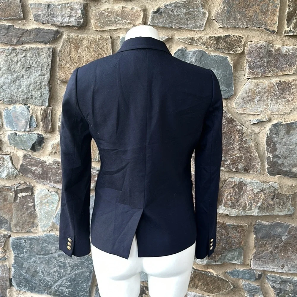 J CREW Schoolboy Blazer Wool blend black Classic Jacket Gold Button 28233 size 4